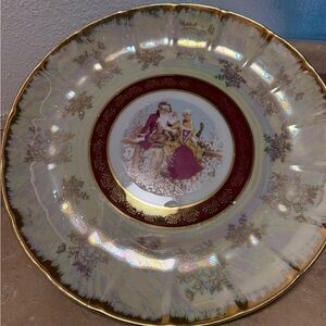Elegant Gold and Red Decorative Plate